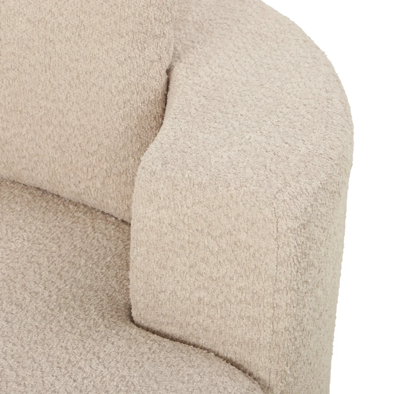 HOMCOM Poltrona rotonda in ciniglia con 4 cuscini, 130x130x82 cm, crema