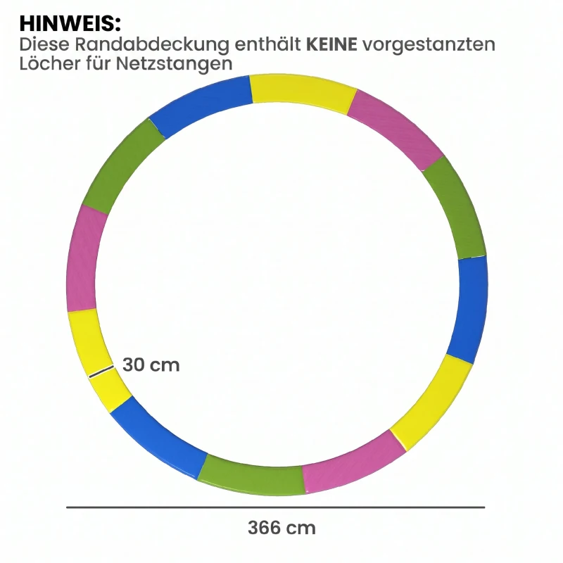 SPORTNOW Ersatz-Randabdeckung für Trampoline, wasserfest, reißfest, Ø366 cm, bunt