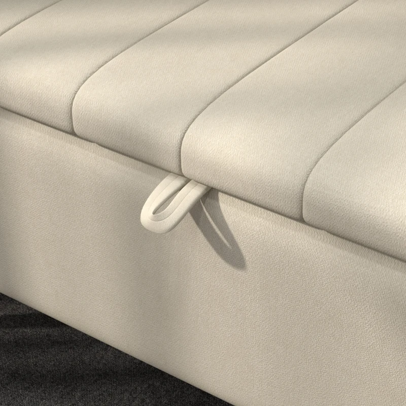 HOMCOM Sitzbank mit Stauraum Polsterbank mit Leinenoptik, Sitztruhe mit Stahlbeine 102 x 40 x 44 cm, Cremeweiß