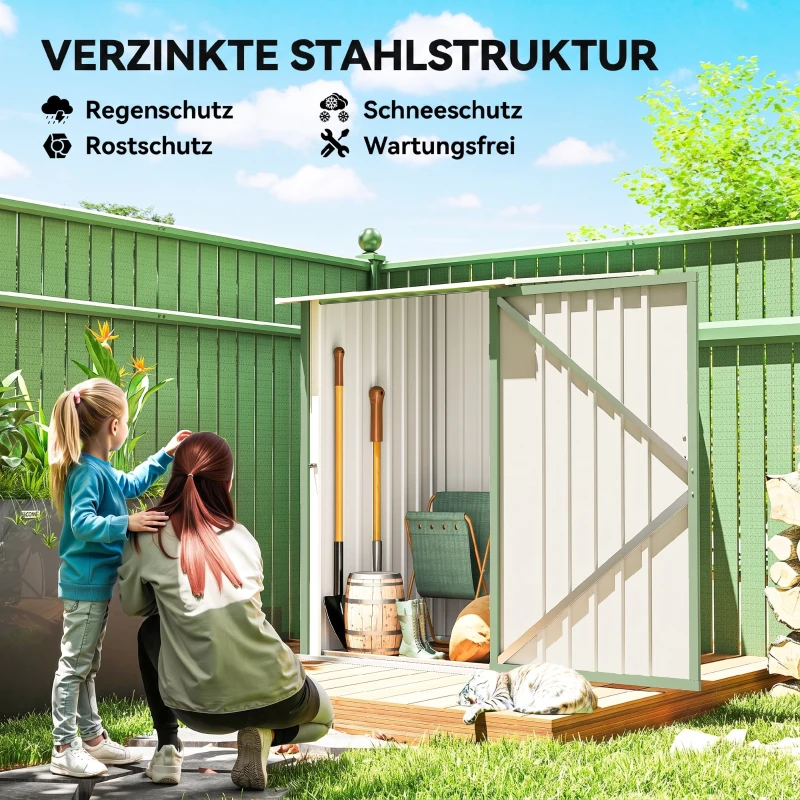 Outsunny Geräteschuppen aus Stahl 100 x 103 x 160cm Hellgrün