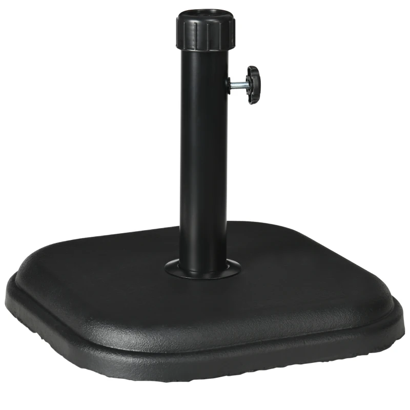 Outsunny 11kg Concrete Garden Parasol Base Holder, Square Outdoor Table Umbrella Stand Weight, Black