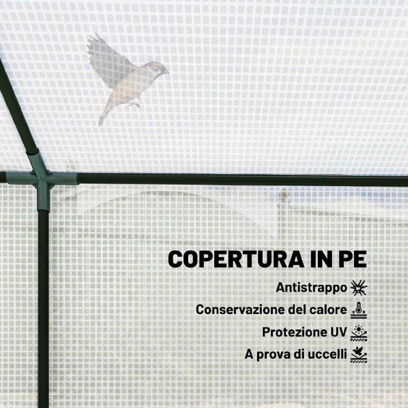 Outsunny Serra da Giardino a Casetta con Copertura in PE, Serra per Orto con Picchetti e Bordi Estesi per Piante e Fiori, 120x60x60cm, Bianco