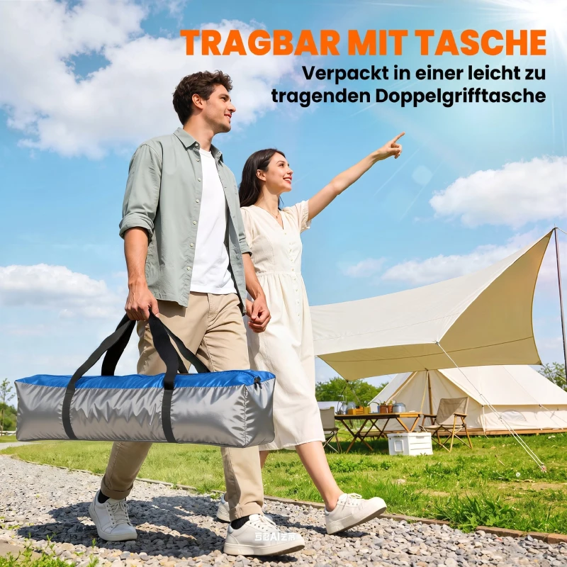 Outsunny Doppellagiges Instant-Pop-Up-Zelt mit Regenschutz, Outdoor Familienzelt für 4 Personen wasserdicht sechseckig 4 Jahreszeiten Kuppelzelt mit Bodenplane 2 Türen Moskitonetz Tragetasche Orange