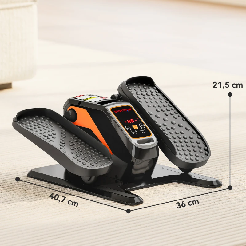 SPORTNOW Elektrischer Ellipsentrainer, Pedalgerät mit 12 anpassbaren Geschwindigkeiten, tragbar, leicht, Fernbedienung, LED-Monitor, Stahl, Kunststoff, Schwarz