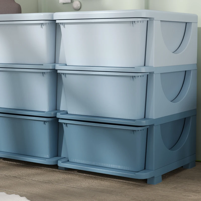 HOMCOM Aufbewahrungsbox für Kinder, Kinder-Aufbewahrungsbox, 9 Schubladen, Blau
