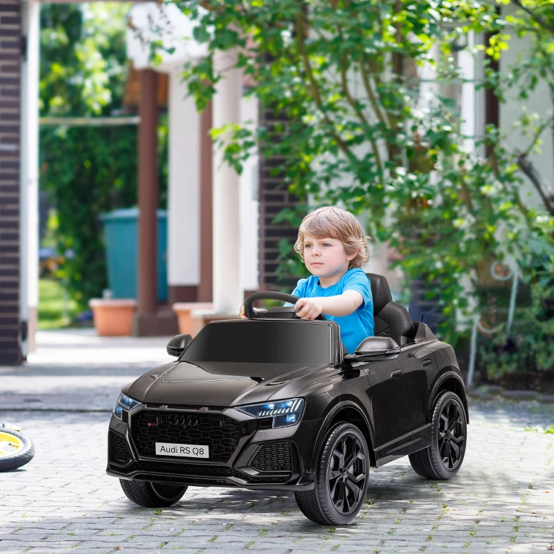 HOMCOM Mașină Electrică pentru Copii Audi RS Q8, 6V, 2 Motoare, Telecomandă, PP, 101x62x51 cm, Negru