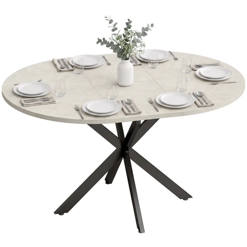 HOMCOM Mesa de Jantar Extensível Oval para 4 a 6 Pessoas Mesa de Cozinha com Extensão 100-135 cm Efeito Pedra Cinza