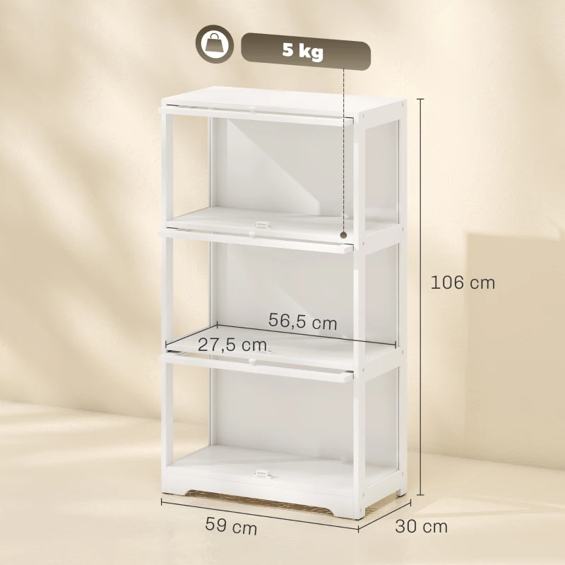 HOMCOM 3-stufige Vitrine für Sammlungen mit aufklappbaren Acryltüren für Figuren, 59x30x106 cm, Weiß