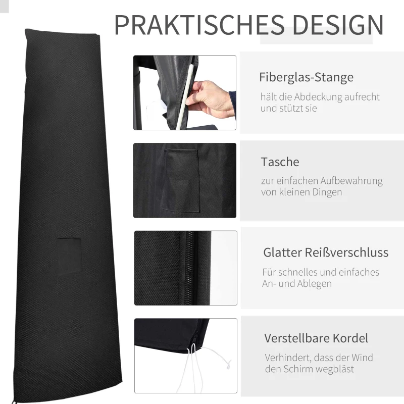 Outsunny Parapluhoes, parapluhoes, weerbestendig, met zijvak, zwart