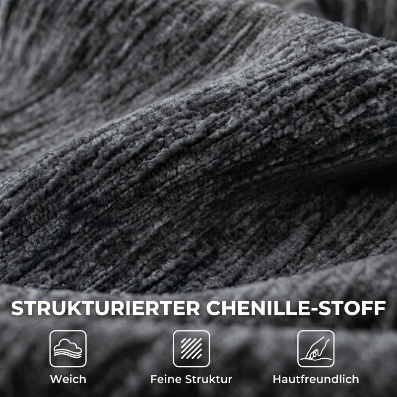HOMCOM 3-Sitzer-Sofa, Cloud-Sofa aus Chenille mit dicker Federkernpolsterung, breiter und tiefer Sitzfläche, breiten Armlehnen, Kissen, grau