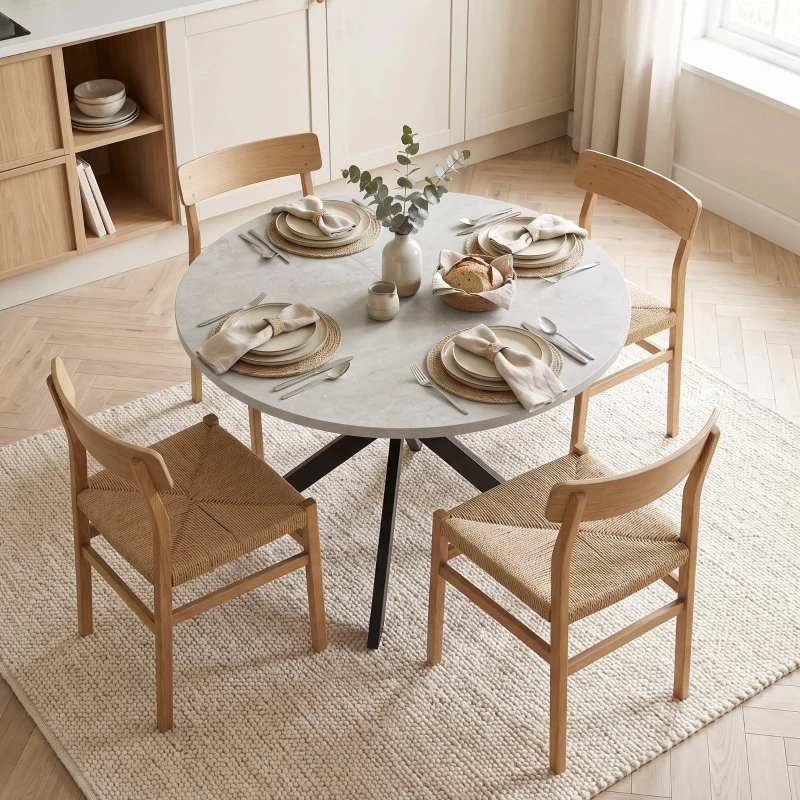 HOMCOM Mesa de comedor extensible oval para 4 a 6 personas, mesa de cocina con extensión 100-135 cm, efecto piedra gris