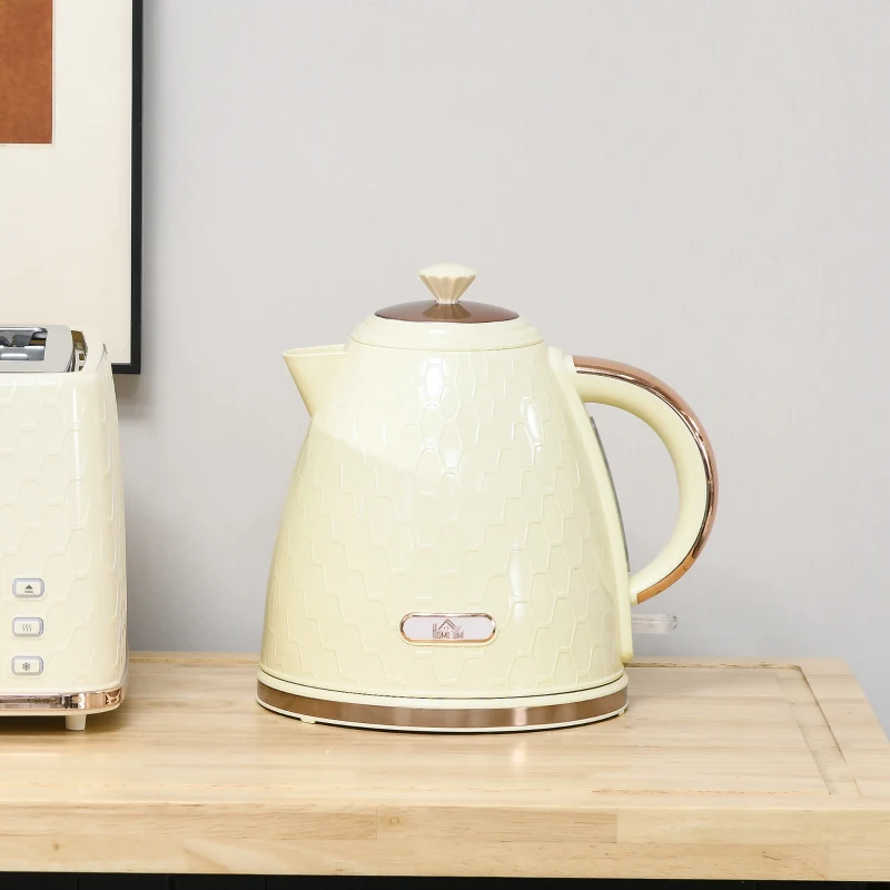 HOMCOM Waterkoker, 2200W, Venster, Filter, Snelle Kook, Beige