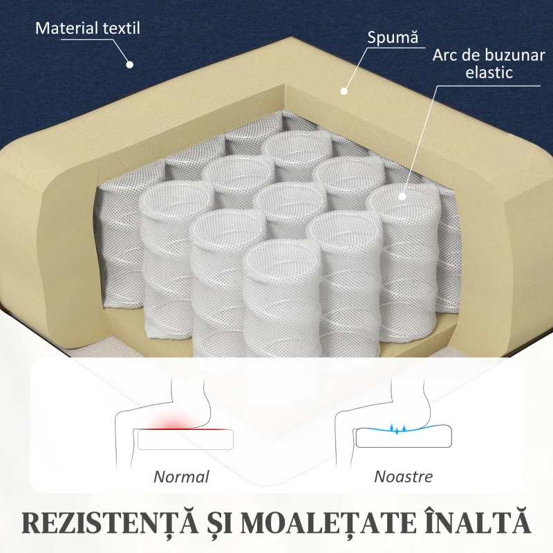 HOMCOM Fotoliu Relax Reclinabil Manual până la 160° cu Suport pentru Picioare, Albastru