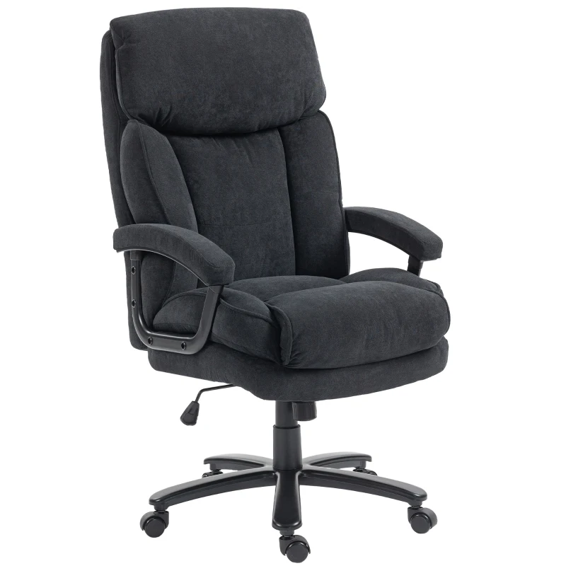 HOMCOM Chefsessel Ergonomisch Bürostuhl bis 200 kg mit Samtoptik, Hoher Rückenlehne, für Büro und Homeoffice Schwarz