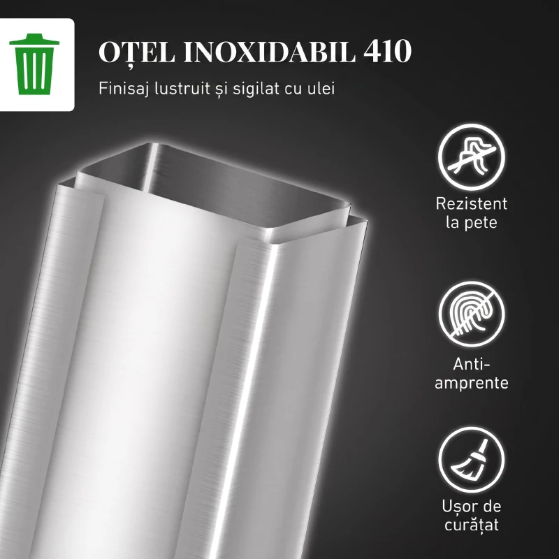 HOMCOM Coș Gunoi 20L cu Pedală și Închidere Amortizată, Anti-Amprente, 37,2x21,5x57 cm, Argintiu