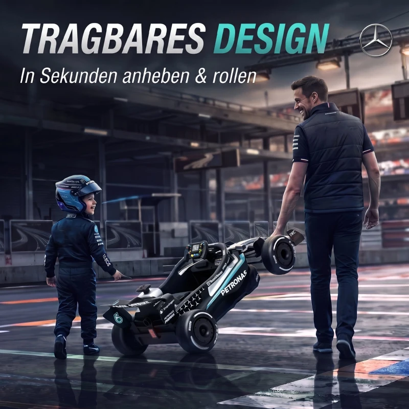 AIYAPLAY Mercedes-AMG PETRONAS F1 12 V Elektro Go-Kart für Kinder Gokart mit Lithium-Akku 2 Motoren Sanftanlauf