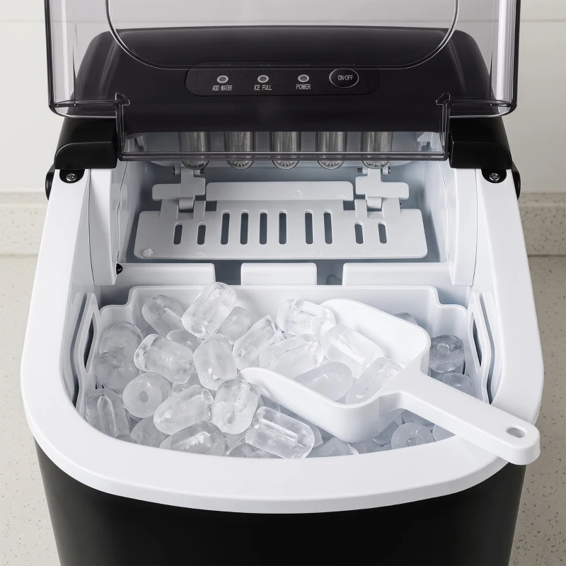 HOMCOM Ijsblokjesmachine Ijsblokjedispenser Ijsblokjesmaker, 22,2 cm x 29,4 cm x 29 cm, Zwart