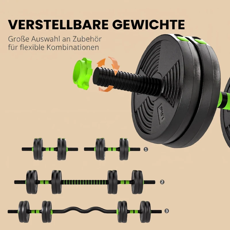 SPORTNOW Hantelset verstellbar 15 KG Kurzhantel Set Kurzhanteln Langhanteln Hanteln Set für Krafttraining