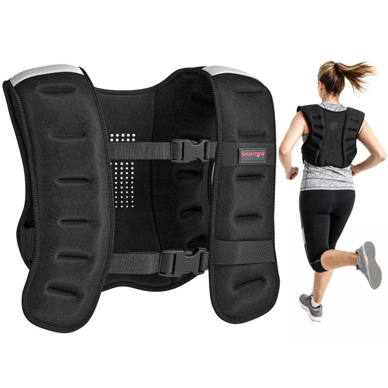 SPORTNOW Vestă cu Greutăți 10 Kg Con Curele Regolabili In Neopren Negru