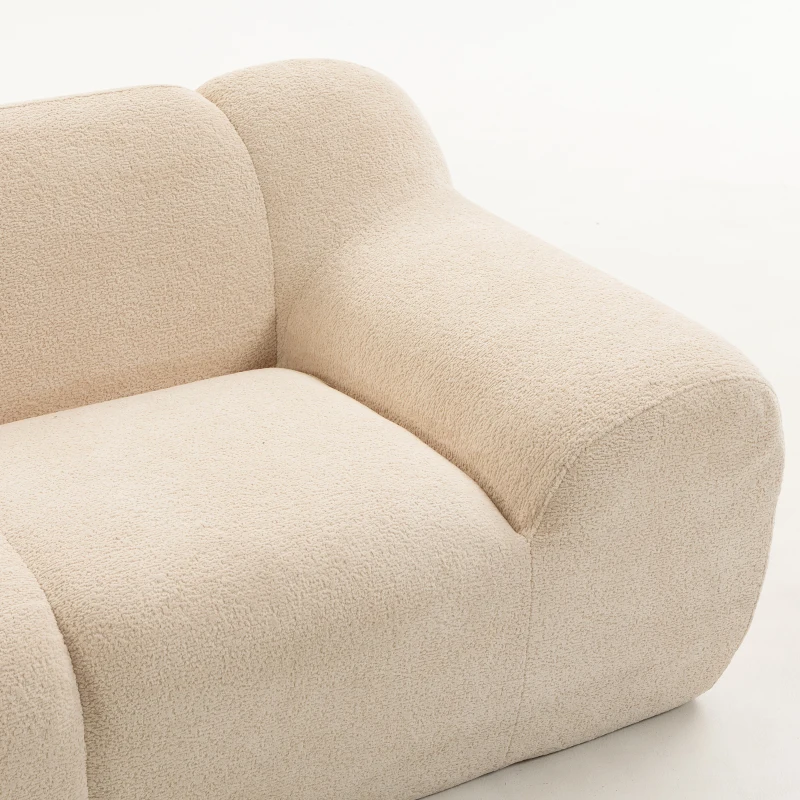 HOMCOM Sofá 2 Lugares em Chenille Sofá de Sala 174 cm Assento e Apoios de Braço Largos Acolchoados Totalmente Compactado Bege