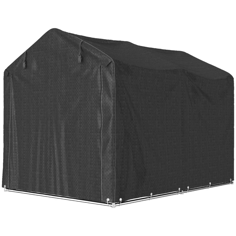 Outsunny Garagenzelt, wasserdicht Zeltgarage mit Tür, UV-beständig 220 x 157 x 165 cm Schwarz(m-11)