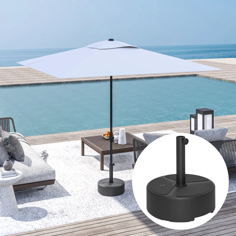 Outsunny Sonnenschirmständer aus HDPE Befüllbar Schirmständer 18kg/20kg mit Sand Wasser, Rund Schwarz