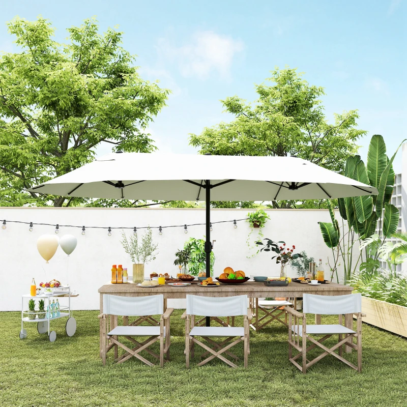 Outsunny XXL Sonnenschirm mit Handkurbel wetterbeständig 455 cm x 270 cm x 240 cm Stahl Polyester Beige