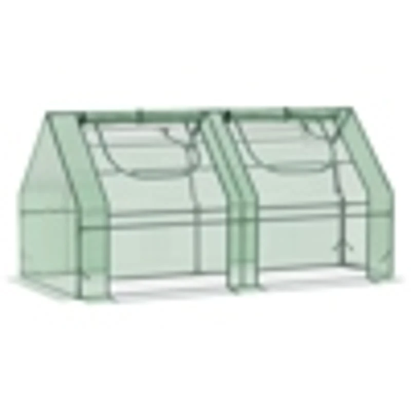 Outsunny Serra per Piante Orto con 2 Coperture in PE e PVC, Struttura in Acciaio - Verde 180x90x90cm