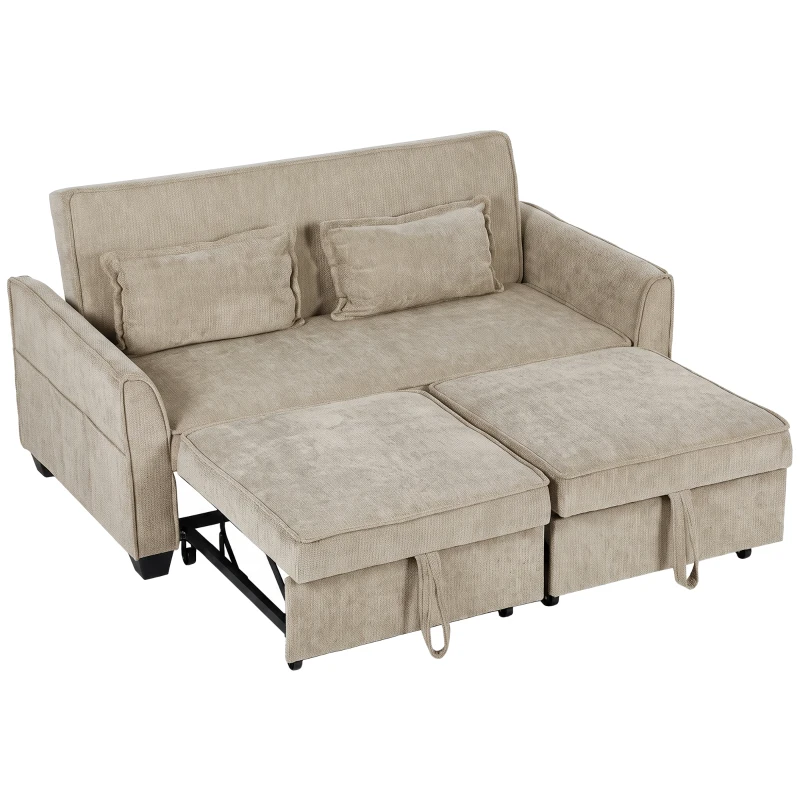 HOMCOM Sofá Convertible 2 Plazas 4 en 1 Sofá Cama Esquinero de Chenilla 167 cm con Respaldo Regulable Marrón