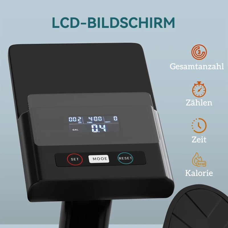 SPORTNOW Hydraulisches Rudergerät für Zuhause mit 12 Widerstandsstufen, mit LCD-Bildschirm und rutschfesten Pedalen Max. 130 kg
