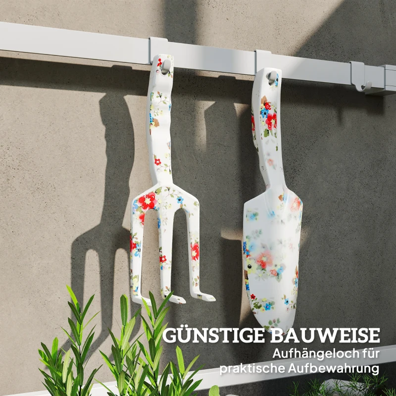Outsunny Tuingereedschap Set 3 Stuks Tuingereedschap van Metaal met Bloemenschep Handhark Tuinschaar