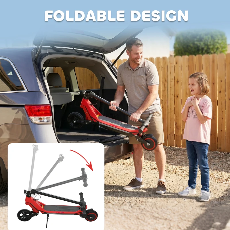 SPORTNOW Electric Scooter for Kids, Foldable E Scooter for Age Age 6+ with LED Display, RGB lights, Up to 16km/h, Red