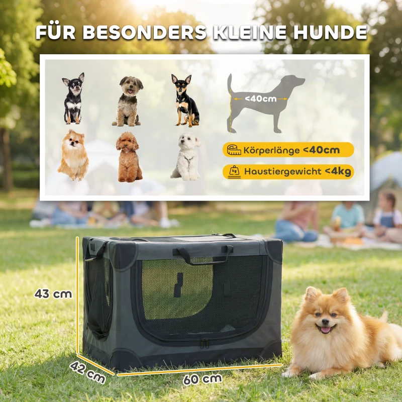 PawHut Hundebox faltbar Hundetransportbox mit Kissen abnehmbar waschbar Bezug aus Oxford-Gewebe für Hunde bis 4kg Armeegrün