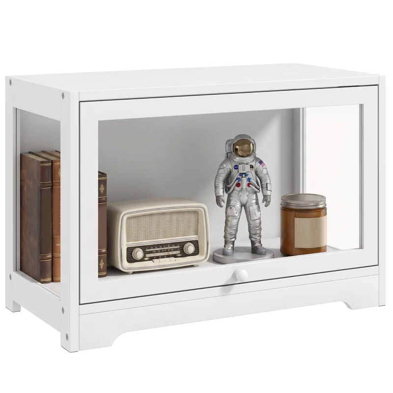 HOMCOM Vitrine für Sammlungen mit aufklappbarer Acryl-Tür für Dekorationsfiguren 59x30x40 cm Weiß