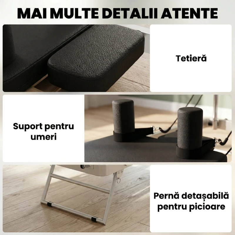 SPORTNOW Reformer Pilates Pliabil pentru Acasă cu 2 Benzi Elastice, Alb