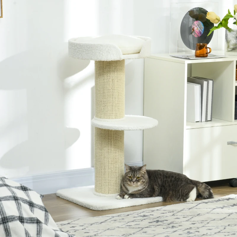 PawHut Stâlp de Zgâriat Per Pisici Con Lettino, Rivestimento Peluche E Palo In Sisal