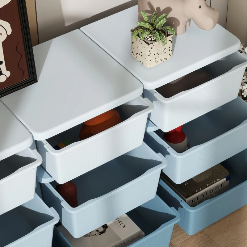 HOMCOM Aufbewahrungsbox für Kinder, Kinder-Aufbewahrungsbox, 9 Schubladen, Blau