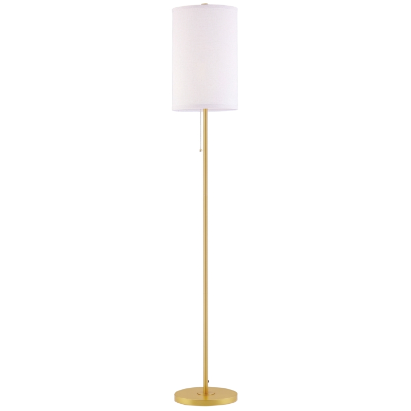HOMCOM Lampadar cu Abajur din In și Dulie E27, In și Oțel, 25,5x25,5x157 cm, Auriu