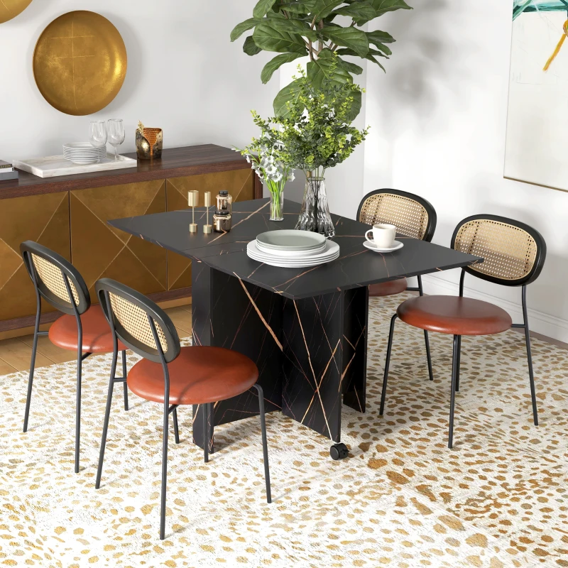 HOMCOM Masă Pliabil Multifuncțional Con Roți E 2 Extensii In Lemn 120x80x73cm