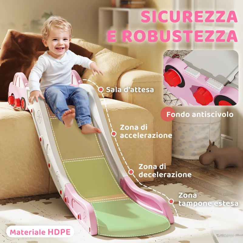 AIYAPLAY Scivolo per Bambini in HDPE con Zona di Ammortizzazione Integrata, per Divani, Letti, Età 18-48 Mesi, Rosa