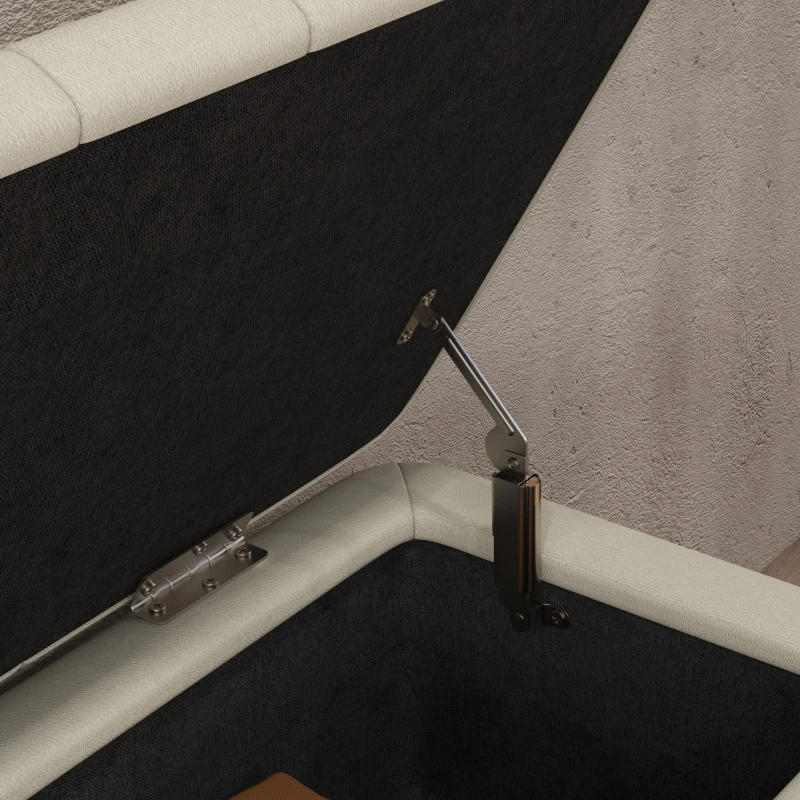 HOMCOM Sitzbank mit Stauraum Polsterbank mit Leinenoptik, Sitztruhe mit Stahlbeine 102 x 40 x 44 cm, Cremeweiß