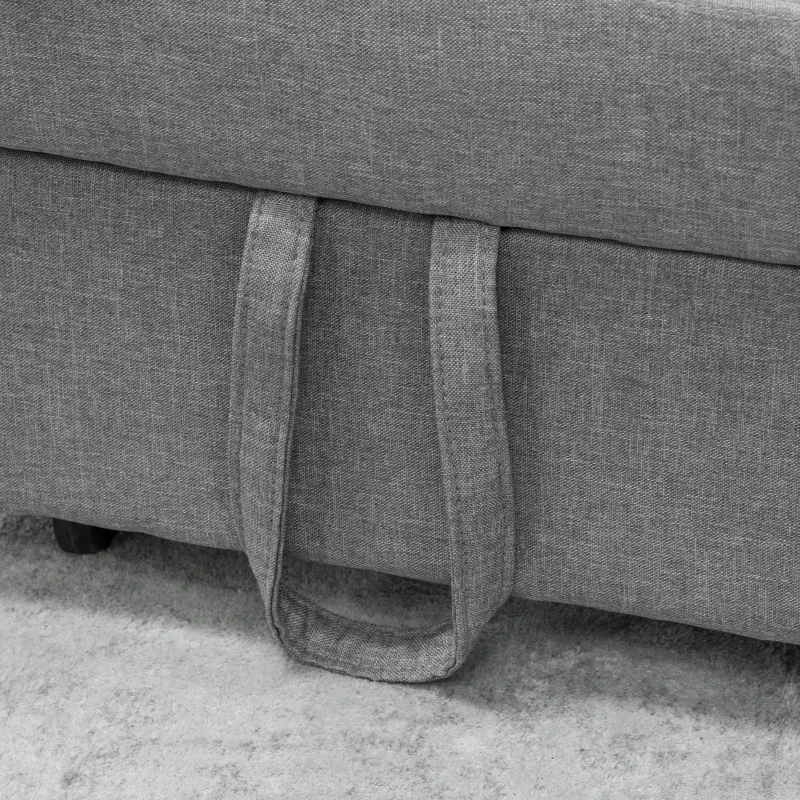 HOMCOM Poltrona-cama 3 em 1 com Bolso Lateral Cama para Hóspedes com Almofada Encosto Ajustável Poltrona-cama com Rodas Cinza Claro