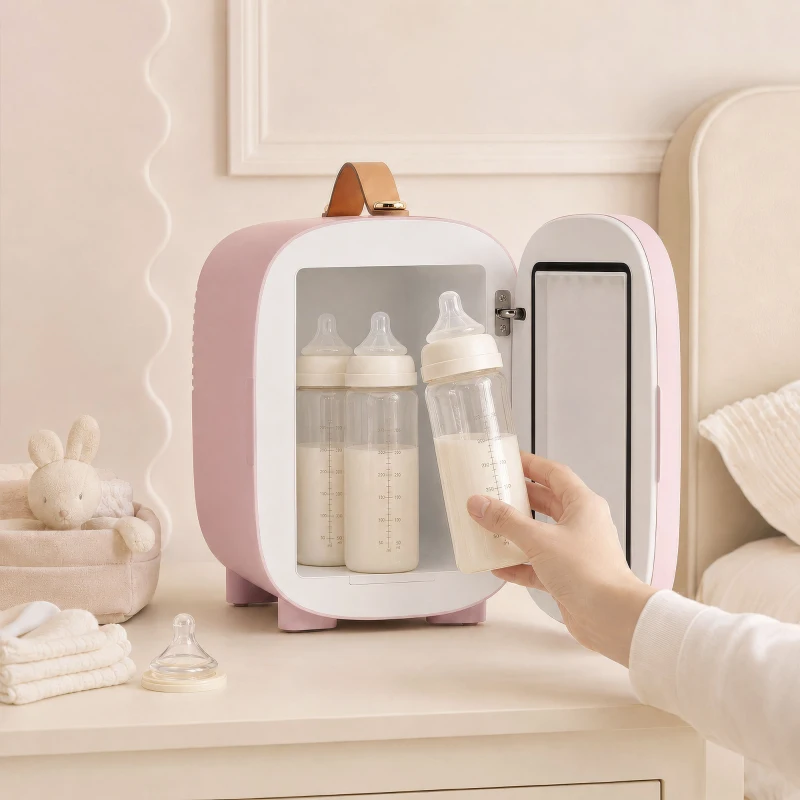 HOMCOM Mini Koelkast Beauty Fridge, 4 L Inhoud, 20,3 x 26,3 x 28 cm, Roze