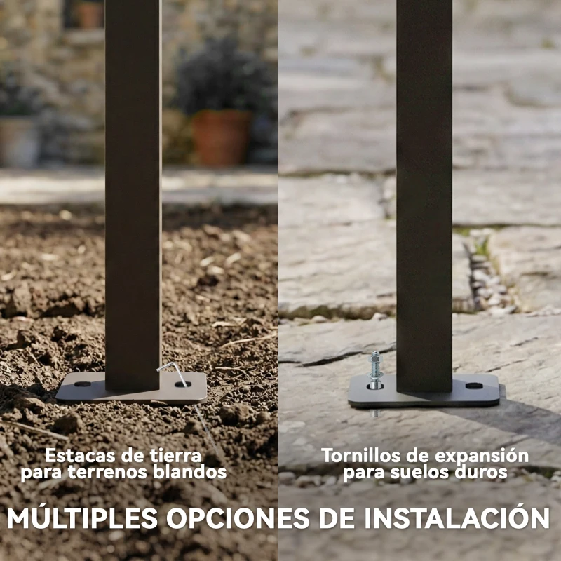 Outsunny Pérgola de Pared de Jardín 4x3 m con Techo Retráctil Protección UPF30+ Drenaje Cenador de Jardín para Exterior Crema
