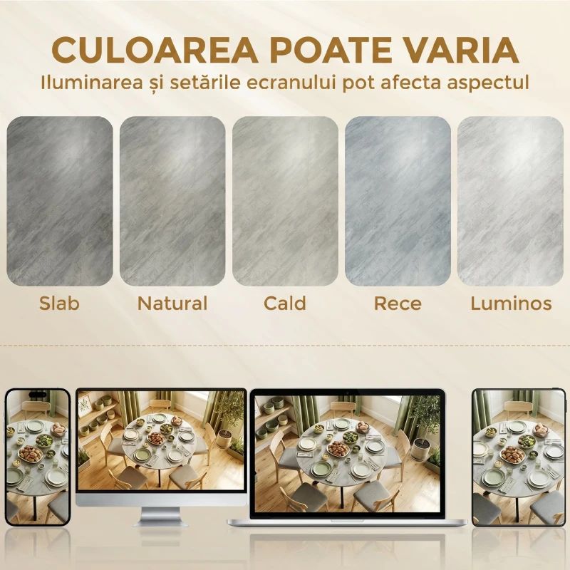 HOMCOM Masă Pliabilă 2-6 Persoane, Blaturi Rabatabile, Structură din Oțel Dublu X, Gri Ciment