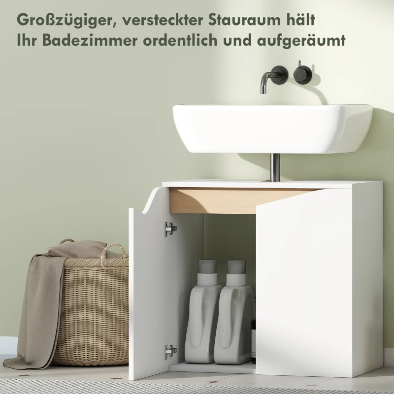 HOMCOM Waschbeckenunterschrank, Badezimmer Unterschrank mit Soft-Close-Türen, Weiß, 60 x 35 x 57,9 cm