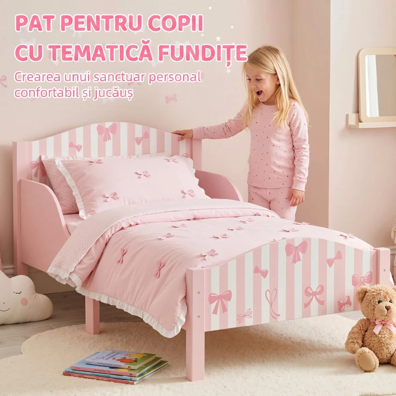 AIYAPLAY Pat Montessori pentru Copii 3-6 Ani Design în Formă de Fundă cu Protecții Anti-cădere, 146 x 76,5 cm, Roz