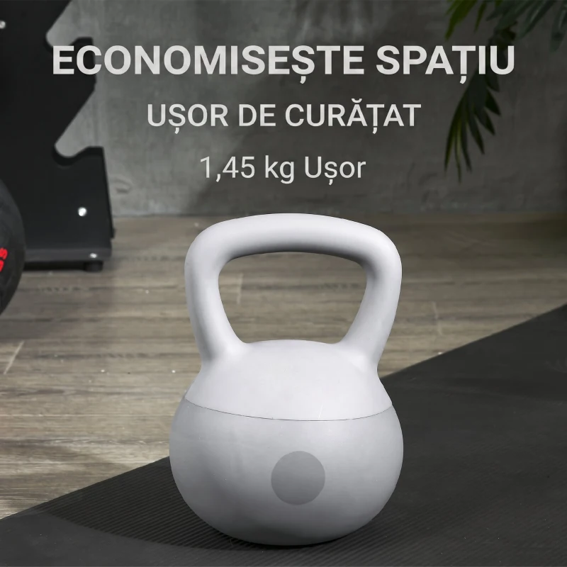 SPORTNOW Gantera kettlebell cu maner larg 8 kg, gantere pentru antrenamente de rezistenta, exercitii pentru imbunatatirea conditiei fizice, antrenamente pentru rezistenta si de baza