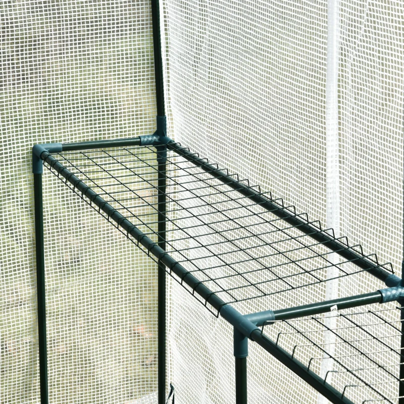 Outsunny foliekas, beloopbare kas met 4 plankniveaus, tomatenkas, broeikas, met deur, groen, staal, PE, 120 x 186 x 190 cm.
