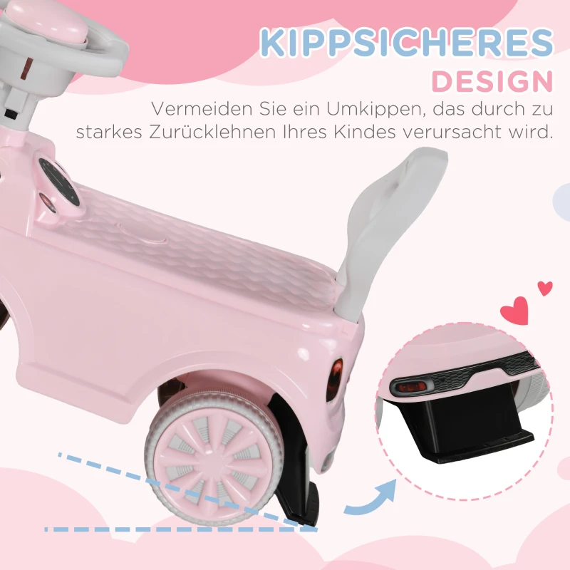 AIYAPLAY Loopauto voor Kinderen, Anti-Kantelbescherming, Toeter, Antislip Zitting, Kunststof, Roze